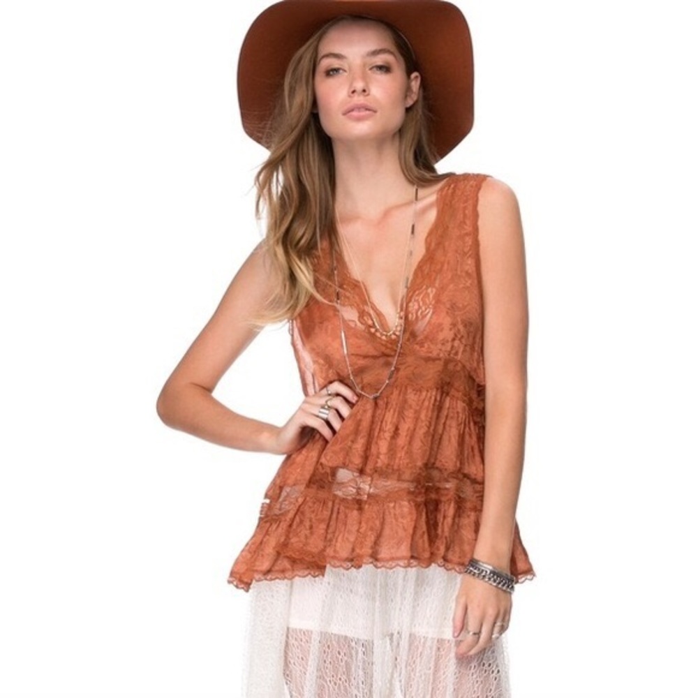 Free People • Intimately Deep V Lace Trapeze Cami
